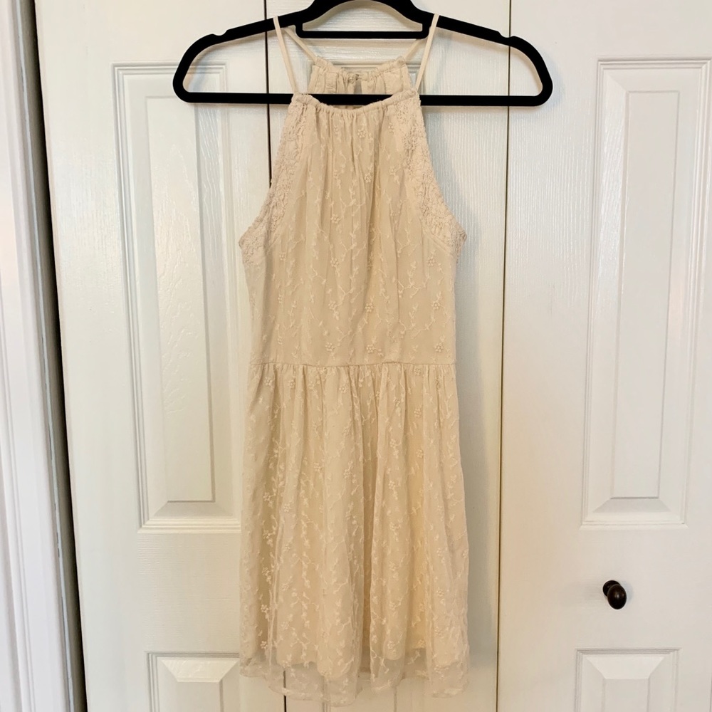 American Eagle cream colorees halter neck dress